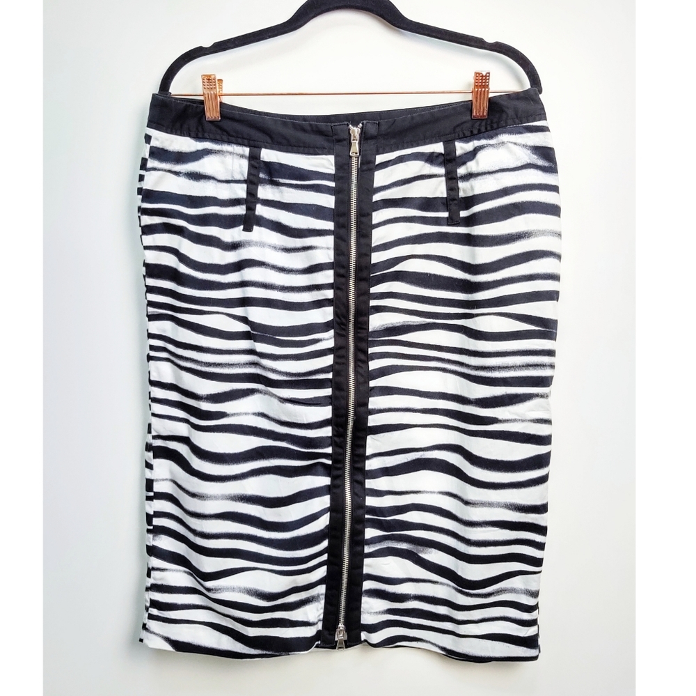 Grace Zebra Pencil Skirt Zipper Front Size 14